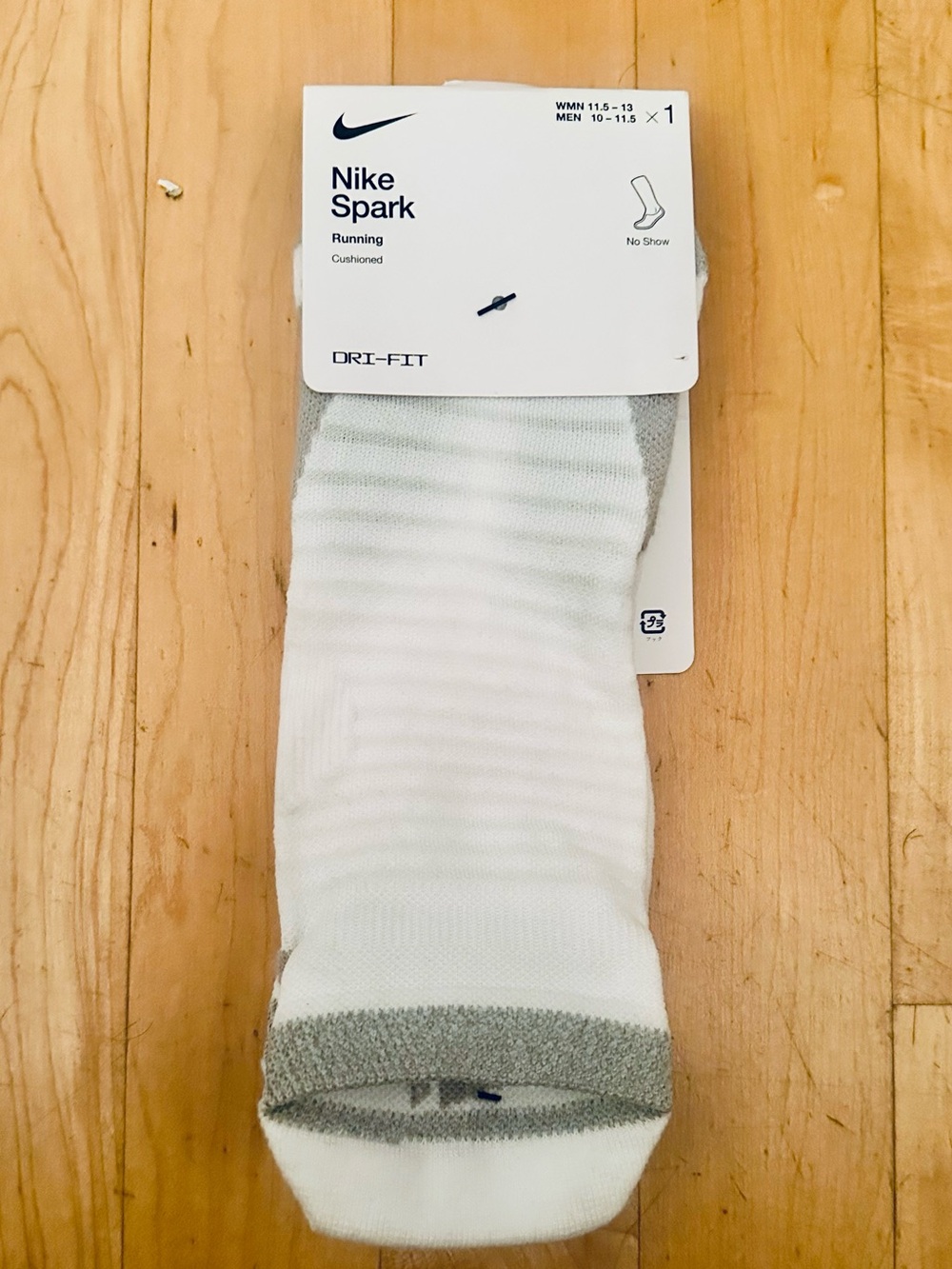 Nike Spark No-Show Cushioned Running Socks in White and Gray